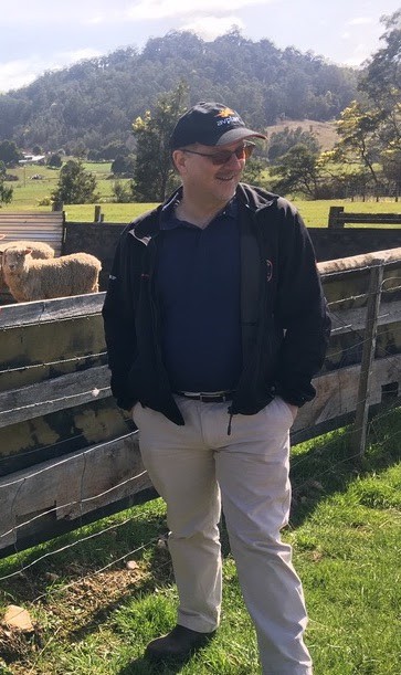 Simon Hackett at his Tasmanian farm (source: Redflow)